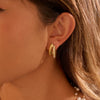 Wholesale Women's Geometric Stainless Steel 18K Electroplated Double Ring Diamond Earrings
