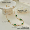 Wholesale Women's Geometric Stainless Steel 18K Electroplated Gemstoneedged Bead Chain Clavicle Chain Jewelry