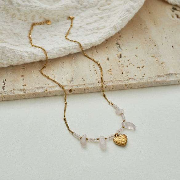 Wholesale Women's Geometric Stainless Steel 18K Electroplated Heart Necklace Fashion Jewelry