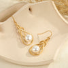 Wholesale Women's Geometric Stainless Steel 18K Electroplated Hollow Gourd Pearl Earrings Retro Fashion Jewelry