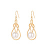 Wholesale Women's Geometric Stainless Steel 18K Electroplated Hollow Gourd Pearl Earrings Retro Fashion Jewelry