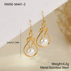 Wholesale Women's Geometric Stainless Steel 18K Electroplated Hollow Gourd Pearl Earrings Retro Fashion Jewelry