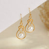 Wholesale Women's Geometric Stainless Steel 18K Electroplated Hollow Gourd Pearl Earrings Retro Fashion Jewelry