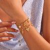 Wholesale Women's Geometric Stainless Steel 18K Electroplated Love Heart Star Beaded Bracelet Highend Jewelry