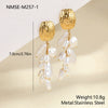 Wholesale Women's Geometric Stainless Steel 18K Electroplated Pearl Tassel Earrings Fashion Jewelry