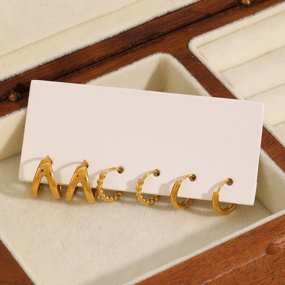 Wholesale Women's Geometric Stainless Steel 18K Gold Color Electroplated Earrings