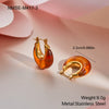 Wholesale Women's Geometric Stainless Steel 18K Gold Electroplated Acrylic Resin Earrings