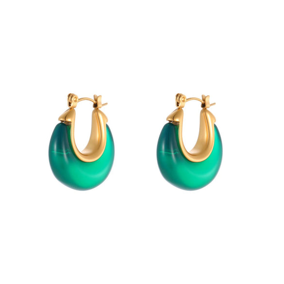 Wholesale Women's Geometric Stainless Steel 18K Gold Electroplated Acrylic Resin Earrings