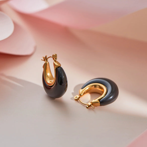 Wholesale Women's Geometric Stainless Steel 18K Gold Electroplated Acrylic Resin Earrings