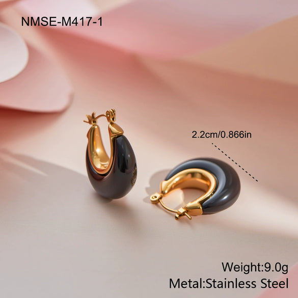 Wholesale Women's Geometric Stainless Steel 18K Gold Electroplated Acrylic Resin Earrings