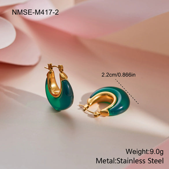 Wholesale Women's Geometric Stainless Steel 18K Gold Electroplated Acrylic Resin Earrings