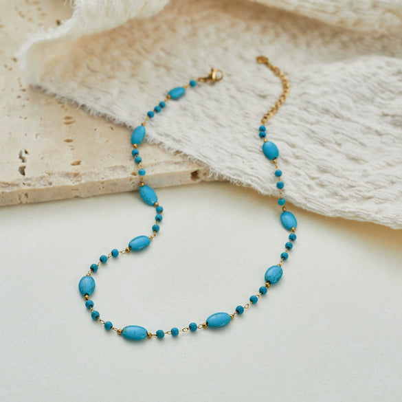 Wholesale Women's Geometric Stainless Steel 18K Gold Electroplated Beaded Necklace With Multilayered Wear
