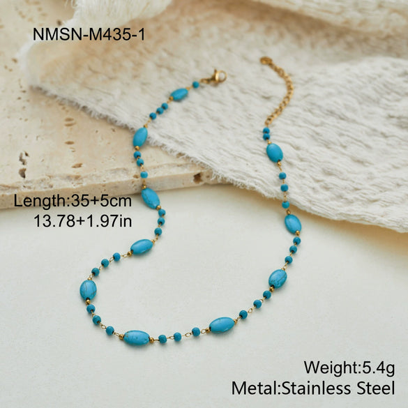 Wholesale Women's Geometric Stainless Steel 18K Gold Electroplated Beaded Necklace With Multilayered Wear