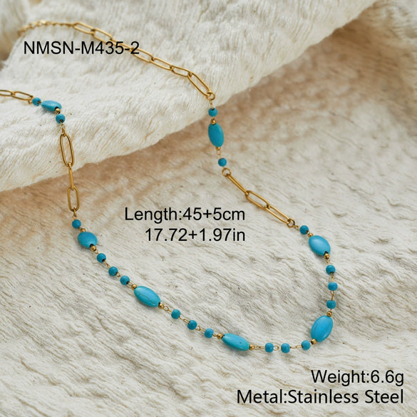 Wholesale Women's Geometric Stainless Steel 18K Gold Electroplated Beaded Necklace With Multilayered Wear