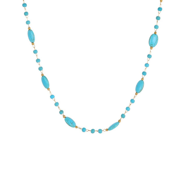 Wholesale Women's Geometric Stainless Steel 18K Gold Electroplated Beaded Necklace With Multilayered Wear