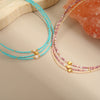 Wholesale Women's Geometric Stainless Steel 18K Gold Electroplated Beaded Necklace