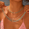 Wholesale Women's Geometric Stainless Steel 18K Gold Electroplated Beaded Necklace