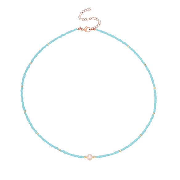 Wholesale Women's Geometric Stainless Steel 18K Gold Electroplated Beaded Necklace