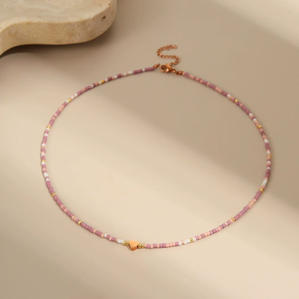 Wholesale Women's Geometric Stainless Steel 18K Gold Electroplated Beaded Necklace
