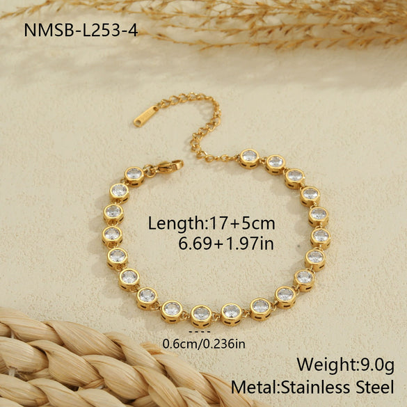 Wholesale Women's Geometric Stainless Steel 18K Gold Electroplated Clavicle Chain Bracelet Necklace