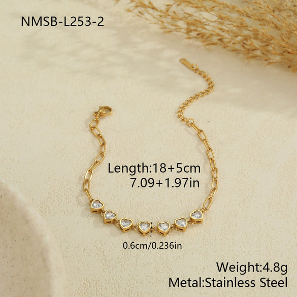Wholesale Women's Geometric Stainless Steel 18K Gold Electroplated Clavicle Chain Bracelet Necklace