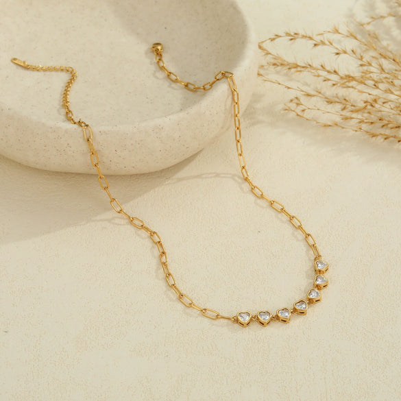 Wholesale Women's Geometric Stainless Steel 18K Gold Electroplated Clavicle Chain Bracelet Necklace