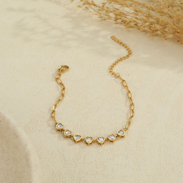 Wholesale Women's Geometric Stainless Steel 18K Gold Electroplated Clavicle Chain Bracelet Necklace