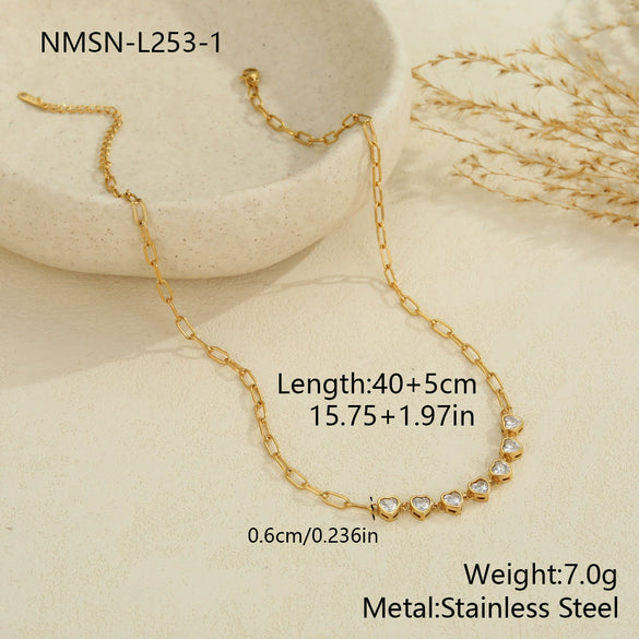 Wholesale Women's Geometric Stainless Steel 18K Gold Electroplated Clavicle Chain Bracelet Necklace