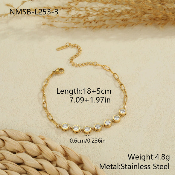 Wholesale Women's Geometric Stainless Steel 18K Gold Electroplated Clavicle Chain Bracelet Necklace