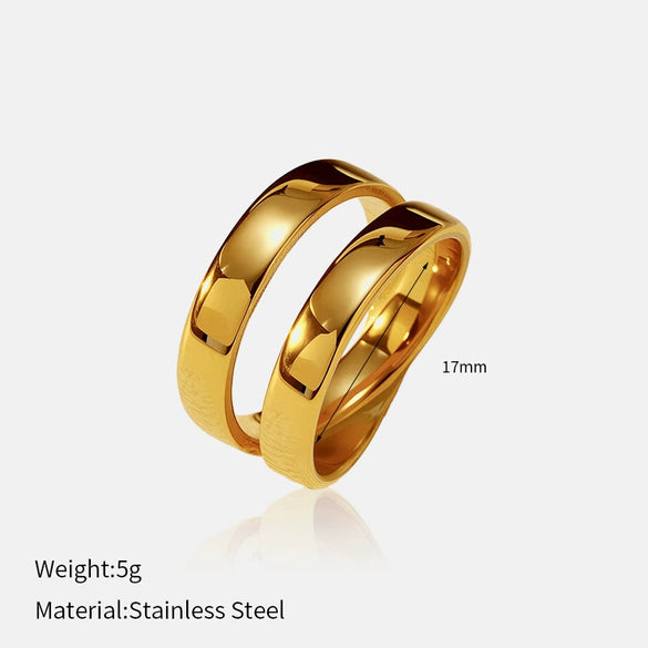 Wholesale Women's Geometric Stainless Steel 18K Gold Electroplated Doublelayer Cross Ring Jewelry