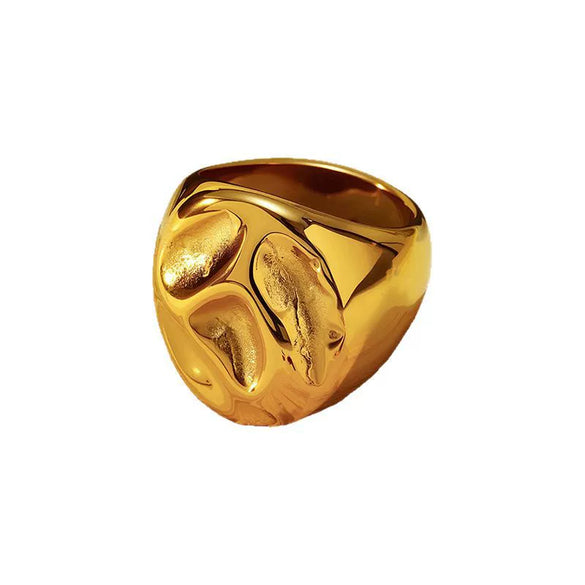 Wholesale Women's Geometric Stainless Steel 18K Gold Electroplated Doublelayer Cross Ring Jewelry