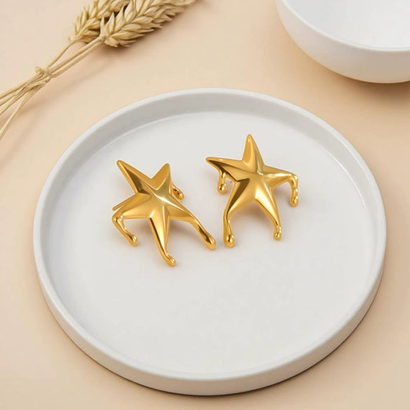 Wholesale Women's Geometric Stainless Steel 18K Gold Electroplated Earrings Jewelry