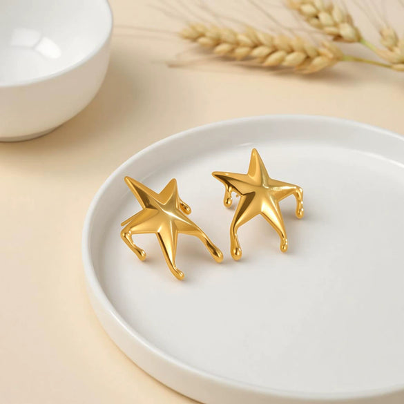 Wholesale Women's Geometric Stainless Steel 18K Gold Electroplated Earrings Jewelry