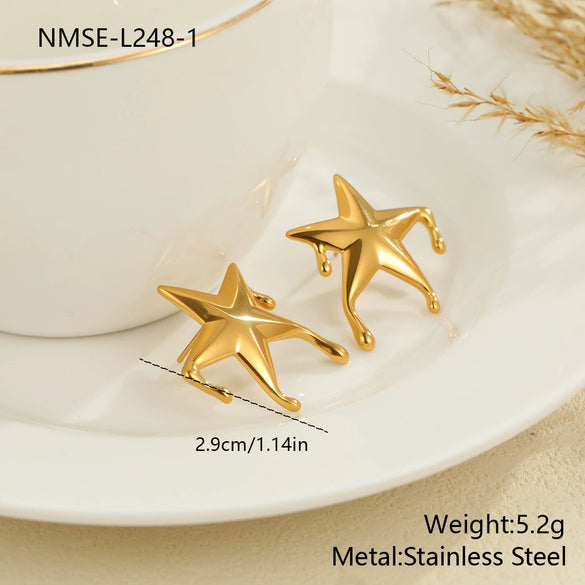 Wholesale Women's Geometric Stainless Steel 18K Gold Electroplated Earrings Jewelry