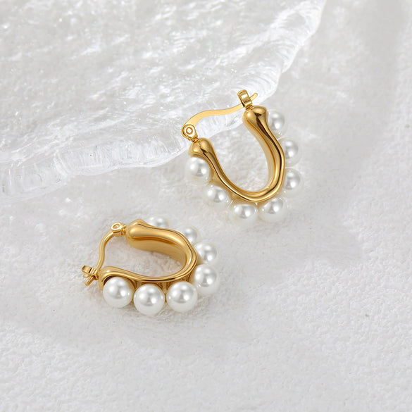 Wholesale Women's Geometric Stainless Steel 18K Gold Electroplated Earrings