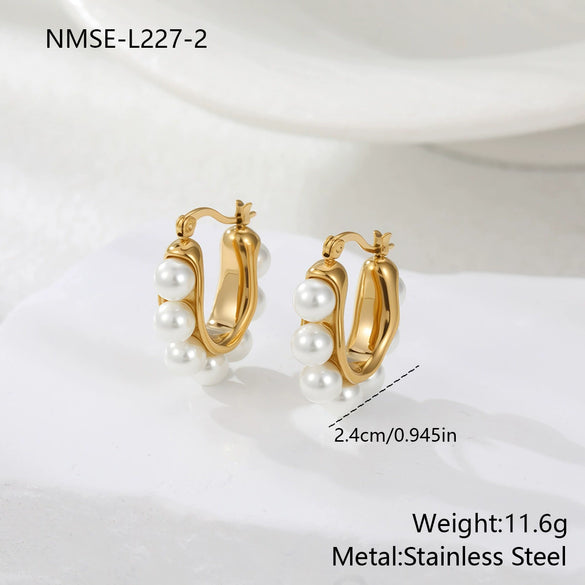 Wholesale Women's Geometric Stainless Steel 18K Gold Electroplated Earrings