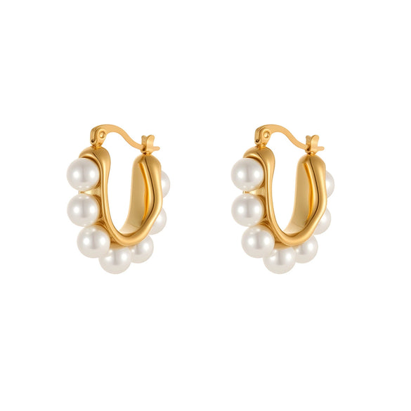 Wholesale Women's Geometric Stainless Steel 18K Gold Electroplated Earrings