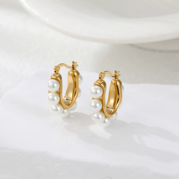 Wholesale Women's Geometric Stainless Steel 18K Gold Electroplated Earrings