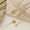 Wholesale Women's Geometric Stainless Steel 18K Gold Electroplated Eightpointed Star Round Pendant Necklace