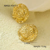 Wholesale Women's Geometric Stainless Steel 18K Gold Electroplated Hammered Texture Earrings