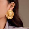 Wholesale Women's Geometric Stainless Steel 18K Gold Electroplated Hammered Texture Earrings