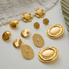 Wholesale Women's Geometric Stainless Steel 18K Gold Electroplated Hammered Texture Earrings