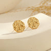Wholesale Women's Geometric Stainless Steel 18K Gold Electroplated Hammered Texture Earrings