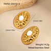 Wholesale Women's Geometric Stainless Steel 18K Gold Electroplated Hammered Texture Earrings