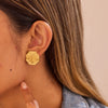 Wholesale Women's Geometric Stainless Steel 18K Gold Electroplated Hammered Texture Earrings