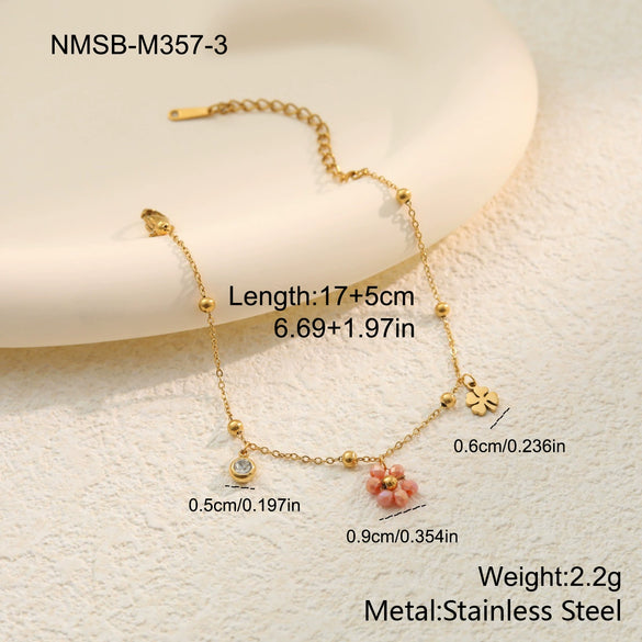 Wholesale Women's Geometric Stainless Steel 18K Gold Electroplated Multilayered Flower Bracelet Hand Jewelry