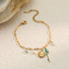 Wholesale Women's Geometric Stainless Steel 18K Gold Electroplated Multilayered Flower Bracelet Hand Jewelry