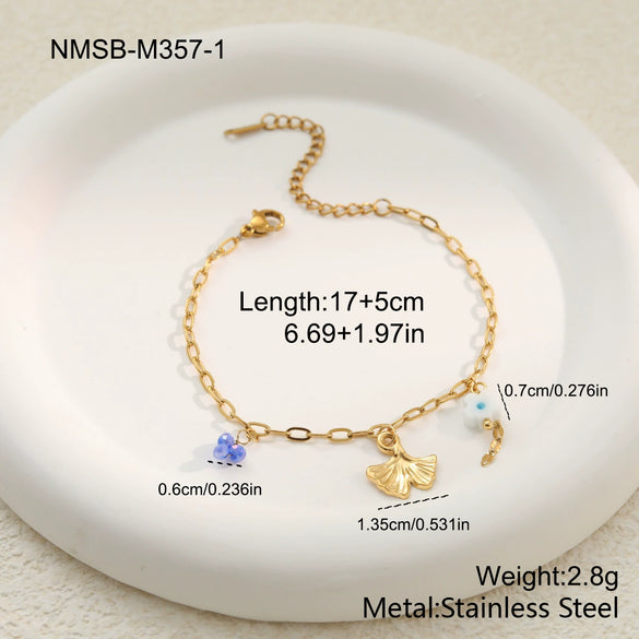 Wholesale Women's Geometric Stainless Steel 18K Gold Electroplated Multilayered Flower Bracelet Hand Jewelry