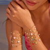 Wholesale Women's Geometric Stainless Steel 18K Gold Electroplated Multilayered Flower Bracelet Hand Jewelry