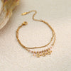 Wholesale Women's Geometric Stainless Steel 18K Gold Electroplated Multilayered Flower Bracelet Hand Jewelry